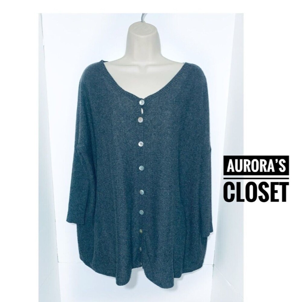 Chan Luu S/M Gray Cardigan Sweater Button Silk Cashmere $250